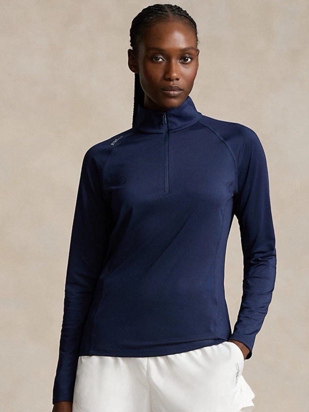 RLX Ralph Lauren Golf Top Women’s Stretch Jersey Quarter-Zip Pullover Navy Large